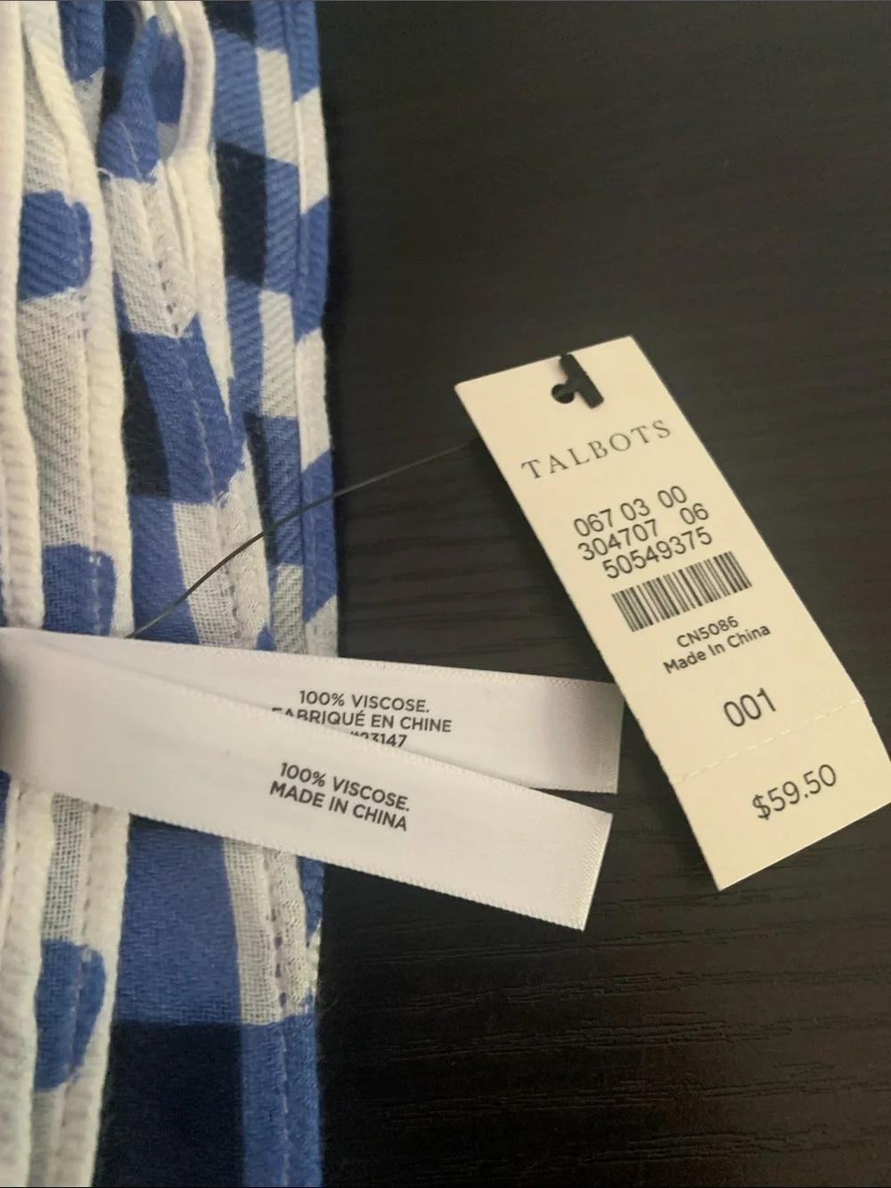 Talbots Blue and White Scarf/Wrap 70x25 inches rectangular NWT